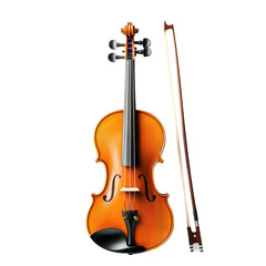 Fototapeta premium A beautifully crafted violin and bow on a clean transparent background highlighting musical artistry, a violin with a bow on a isolated on transparent background