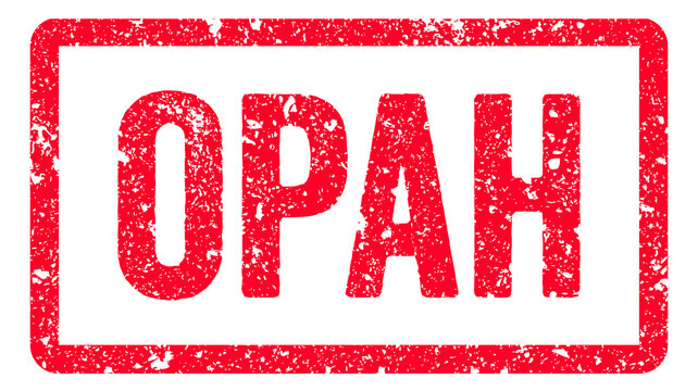 Opah Stamp Transparent Seal, Red Grunge Opah Word Rubber Stamp Seal