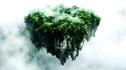 22. A timeless island floating in a sea of mist, covered with surreal vegetation glowing faintly, its cliffs adorned with ancient patterns visible only under the surreal twilight 