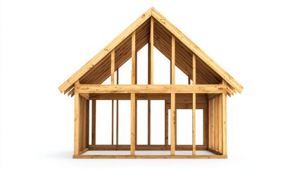 Wooden House Frame Construction - Detailed Architectural Perspective