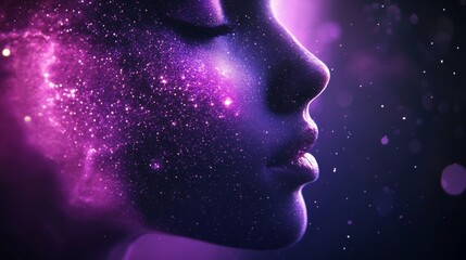 Cosmic Beauty: Profile Portrait of a Woman