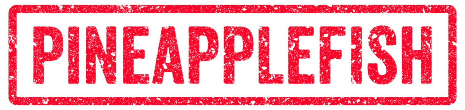 Pineapplefish Stamp Transparent Seal, Red Grunge Pineapplefish Word Rubber Stamp Seal