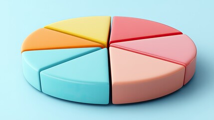 Fototapeta premium Glowing Financial Pie Chart Segments in Gigapixel Art Style Business Analysis Bright Environment