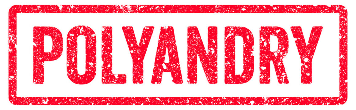 Polyandry Stamp Transparent Seal, Red Grunge Polyandry Word Rubber Stamp Seal