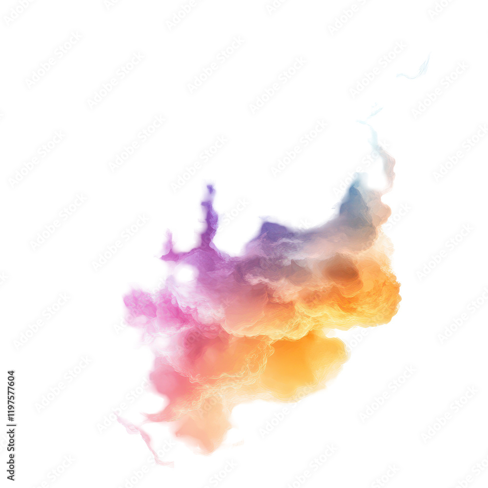 Poster Vibrant abstract colorful cloud formation on a transparent background showcasing beauty and creativity, Abstract Colorful Cloud On transparent background