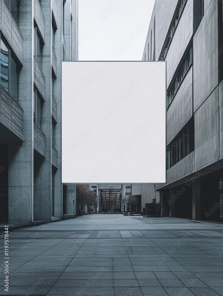 Aufkleber Urban alley with empty mock up space for text in a modern architectural setting. Generative AI