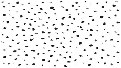 Abstract white background with black spots drawn by hand, pattern with black prints drawn in ink, imitation of snowfall, grunge style, New Year texture for print, wrapping paper, design, gift