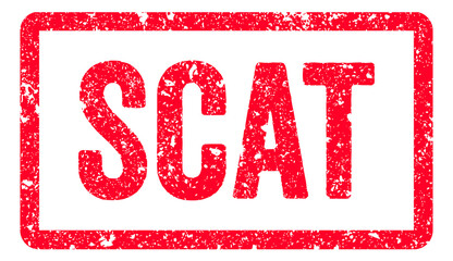 Scat Stamp Transparent Seal, Red Grunge Scat Word Rubber Stamp Seal