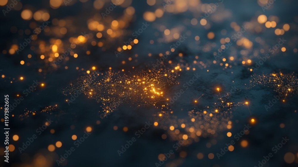 Poster a mesmerizing abstract image featuring glowing particles against a dark background, evoking a sense 