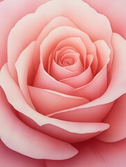 Close-up image of a soft pink rose flower, showcasing delicate petals in a captivating spiral formation, evoking elegance and beauty.
