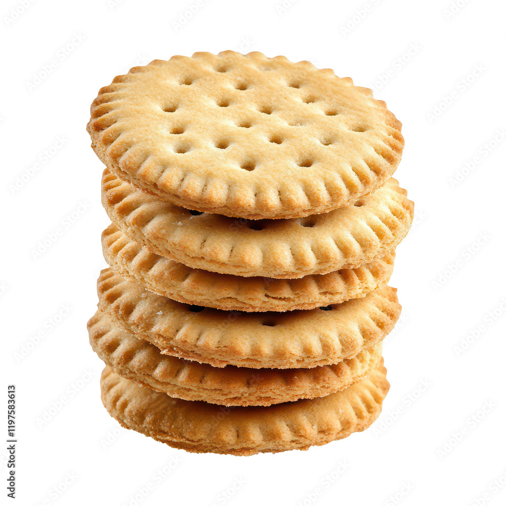 Poster freshly baked biscuits stacked on a transparent background ready for snacking or serving at any time