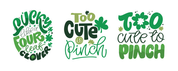 Happy St. Patrick's Day, Lucky sharm. Cute hand drawn doodle lettering quote. Lettering for t-shirt design, mug print, bag print, clothes fashion. 100% hand drawn vector image.