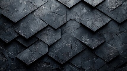 Abstract black and white shapes intersecting on a dark grainy background, header, copy space