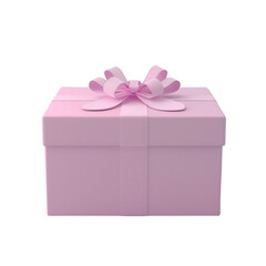 A pale pink gift box with a large bow sits on a transparent background ready for your design project or celebration