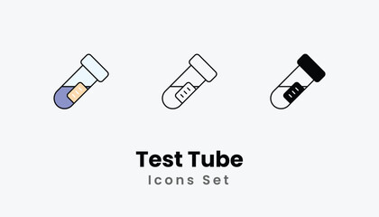 Test Tube Icons thin line and glyph vector icon stock illustration