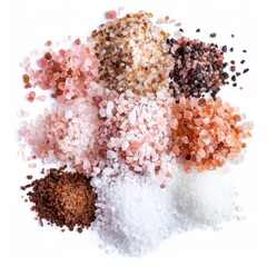 A selection of gourmet sea salts including Himalayan pink salt, smoked sea salt, and truffle salt