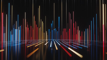 Obraz premium Abstract black background with Colorful charts and graphs with statistics to innovative analyze business potential and forecast future development of companies growth.