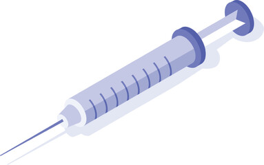Fototapeta premium Isometric illustration of a medical syringe injecting vaccine or medicine, representing healthcare and medical treatment concepts in a modern, clean design