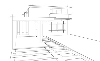 Sketch of modern building