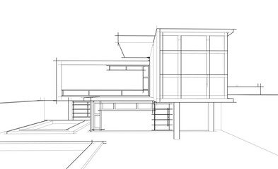 Sketch of modern building