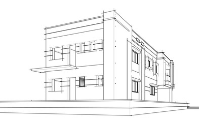 Sketch of modern building