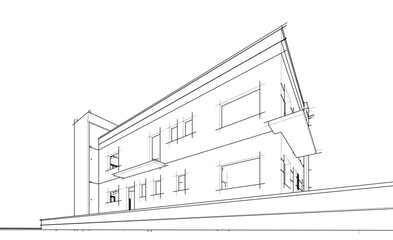 Sketch of modern building