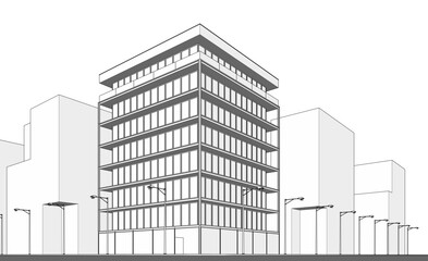 Fototapeta premium Sketch of modern building