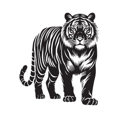 Majestic tiger silhouette for artistic digital designs - Tiger black vector

