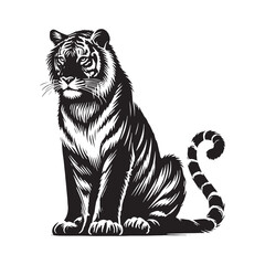 Minimalistic tiger silhouette for modern artistic projects - Tiger black vector

