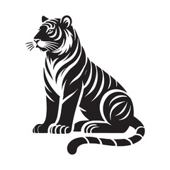 Creative tiger silhouette for innovative media projects - Tiger illustration - minimallest tiger vector
