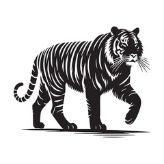 Majestic tiger silhouette for versatile artistic applications - Tiger black vector
