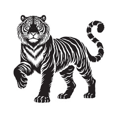 Bold tiger silhouette for digital and print purposes - Tiger black vector
