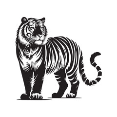 Unique tiger silhouette for versatile artistic uses - Tiger illustration - minimallest tiger vector
