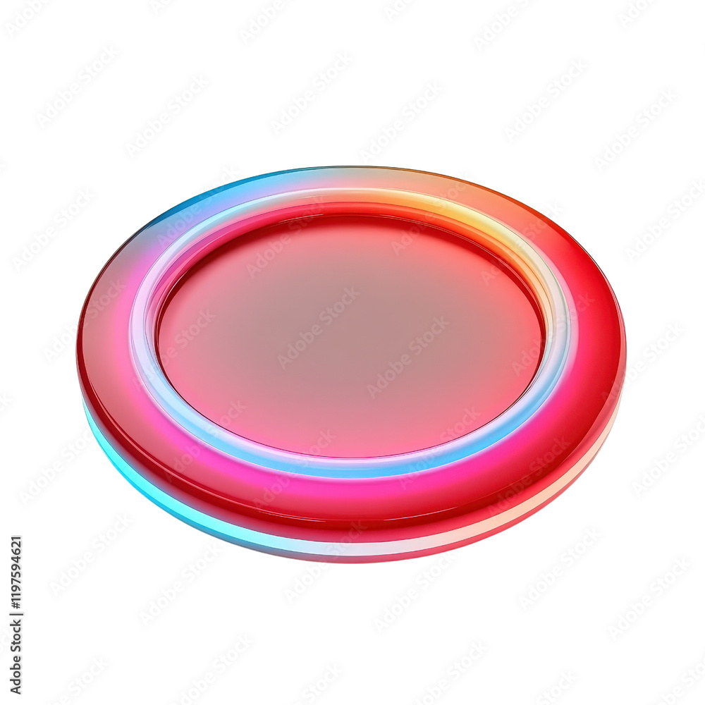 Poster red and blue circular shapes on a black background creating an abstract design or pattern on white b