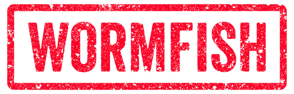 Wormfish Stamp Transparent Seal, Red Grunge Wormfish Word Rubber Stamp Seal