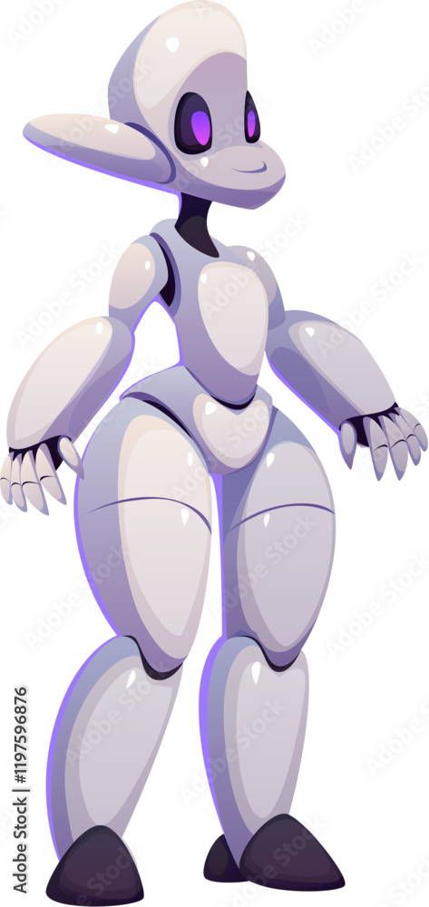 Poster futuristic robot character and digital mascot or cyber droid, cartoon vector. futuristic cyborg or r