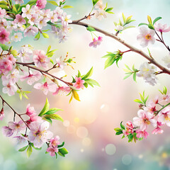 Obraz premium Beautiful Spring Blossom Branches Pink White Flowers Nature tree soft bloom peach plant fresh image 