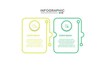 2 Steps Infographics Design Template - Graph, Pie chart, workflow layout, squire diagram, brochure, report, presentation, web design Editable Vector