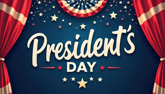 Festive banner design for President's Day featuring vibrant colors and patriotic symbols celebrating American heritage.