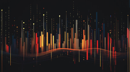 Obraz premium Abstract black background with Colorful charts and graphs with statistics to innovative analyze business potential and forecast future development of companies growth.