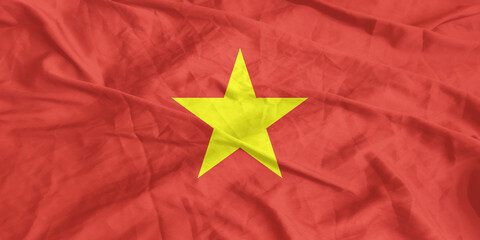 Vietnam Flag Waving Close Up