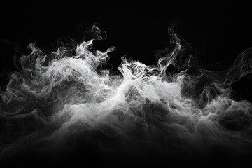 Swirling white smoke on a black background