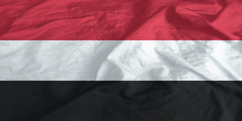 Yemen Flag Waving Close Up
