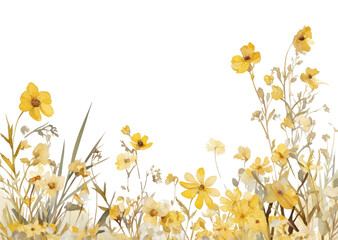 PNG Yellow wildflowers watercolor illustration