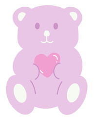 Purple bear holding heart