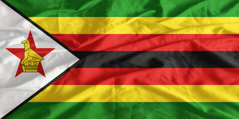 Zimbabwe Flag Waving Close Up