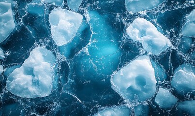 Cracked Iceberg Pieces with a Central Water Gap, Highlighting the Ice and Water