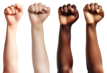 PNG Kid hands fists raised togetherness.