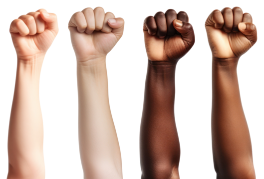 PNG Kid hands fists raised togetherness.