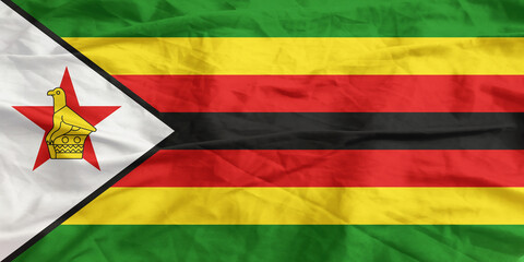 Zimbabwe Flag Waving Close Up